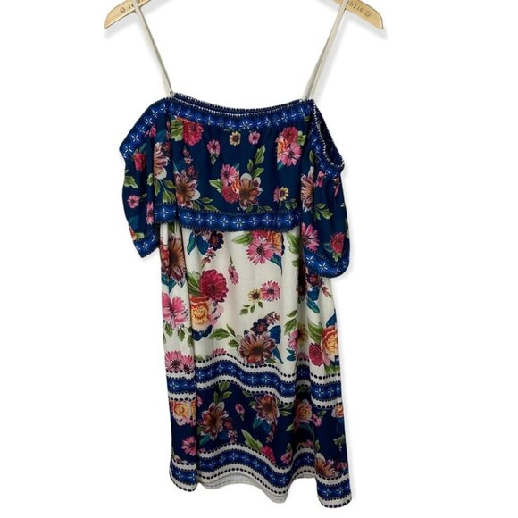Blue Rain Floral Print Off The Shoulder Ruffle Dress Size‎ Large Bohemian Boho L - Picture 5 of 9